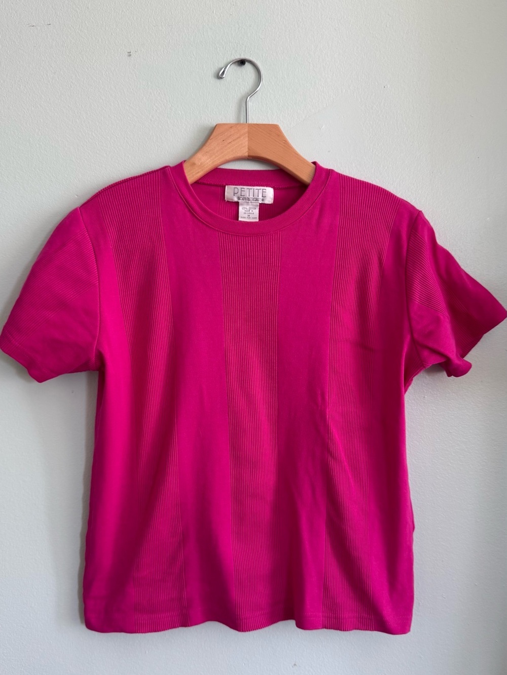 Petite Sophisticate Vibrant Fuchsia Ribbed Tee